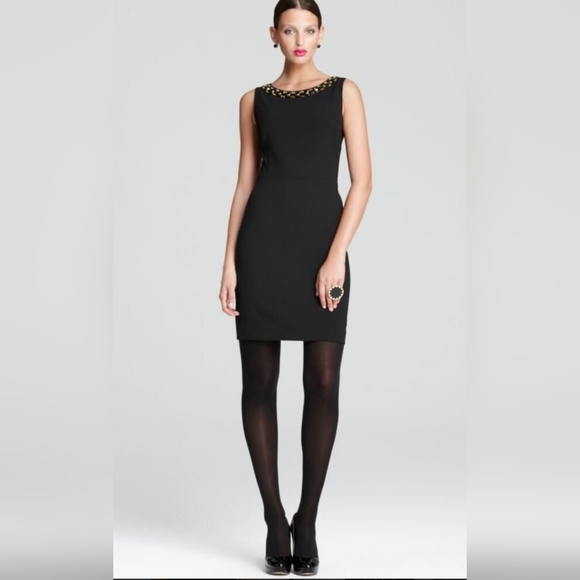DKNY Black Mini Dress with Gold Accents Size 6 - Picture 2 of 8